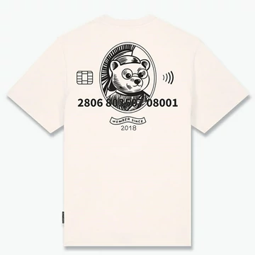SS25 Oversized Backprint T-Shirt, Credit Card Logo - Pearl white