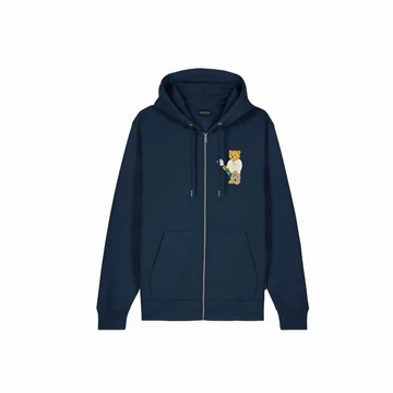 SS25 Embroidered Zip Hoodie Filou CXIV. - Navy blue