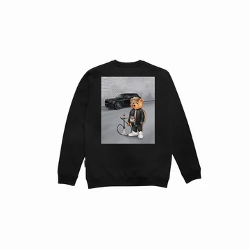 FW24 Organic Oversized Pullover Poster Backprint, Filou LXXXIV. - Black