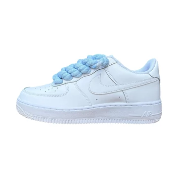 Nike Air Force 1 Low White Baby Blue Rope Lace