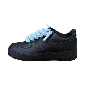 Nike Air Force 1 Low 07 Black Baby Blue Rope Lace