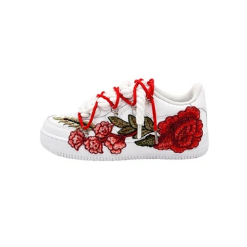 Nike Air Force 1 Low White Red Rose Double Rope Lace