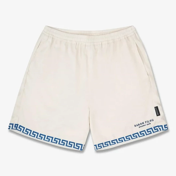 SS25 Shorts with Greek Pattern - Pearl white
