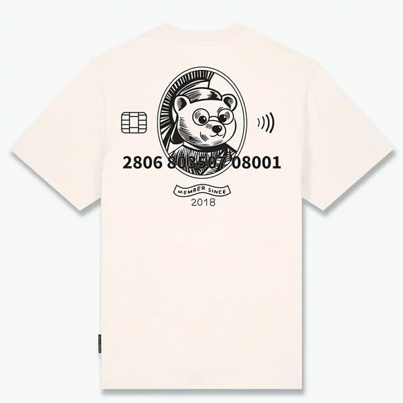 SS25 Oversized Backprint T-Shirt, Credit Card Logo - Pearl white
