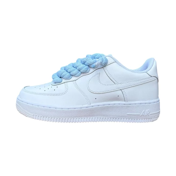 Nike Air Force 1 Low White Baby Blue Rope Lace