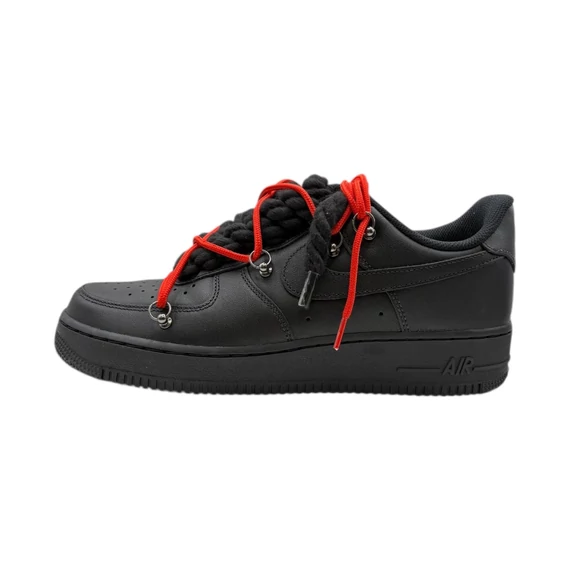 Nike Air Force 1 Low Black Double Rope Lace