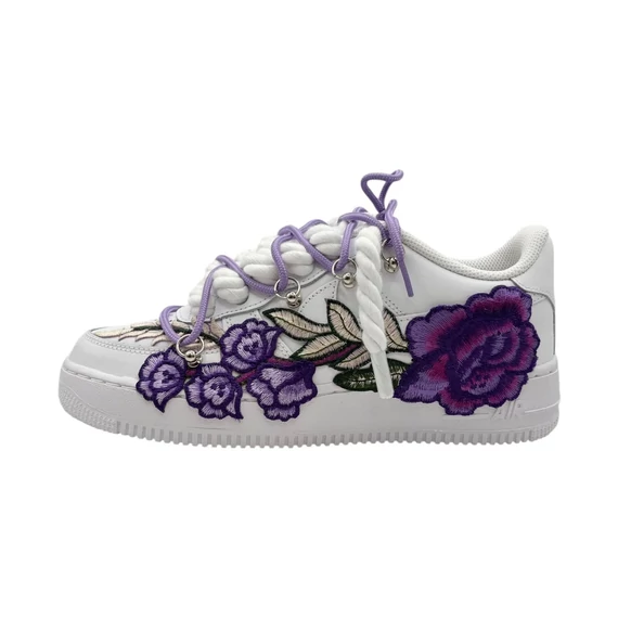 Nike Air Force 1 Low 07 White Purple Rose Double Rope Lace