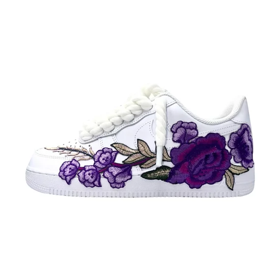 Nike Air Force 1 Low White Purple Rose Rope Lace