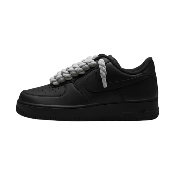 Nike Air Force 1 Low 07 Black Grey Rope Lace 