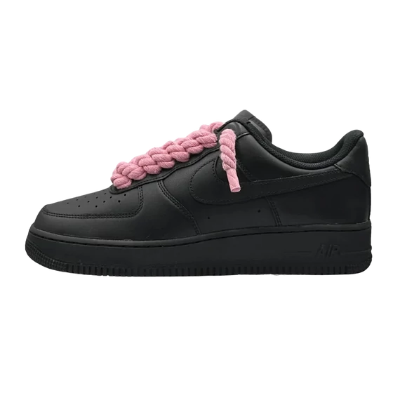 Nike Air force 1 Low Black Pink Rope Lace
