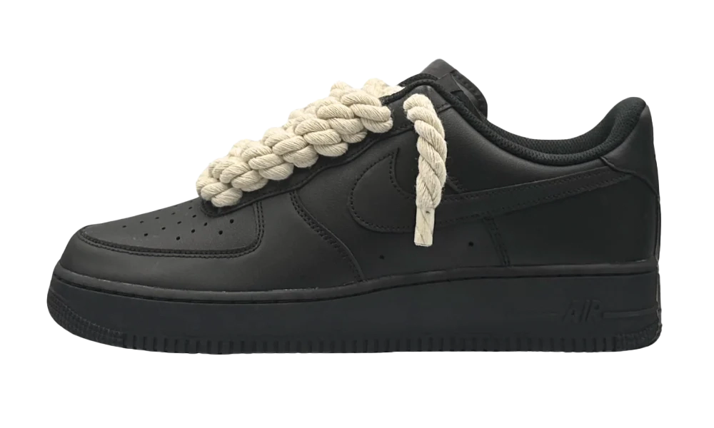 Nike Air force 1 Low Black Beige Rope Lace