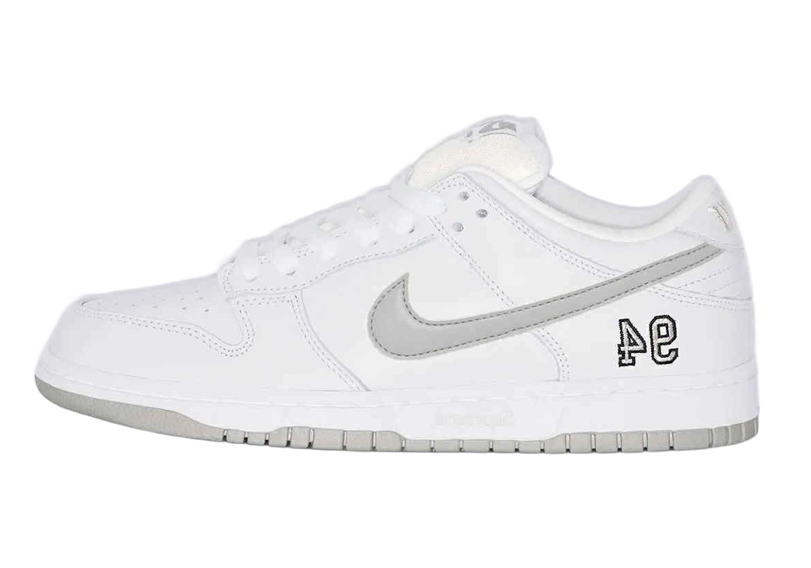 Nike SB Dunk Low Supreme 94 White Metallic Silver